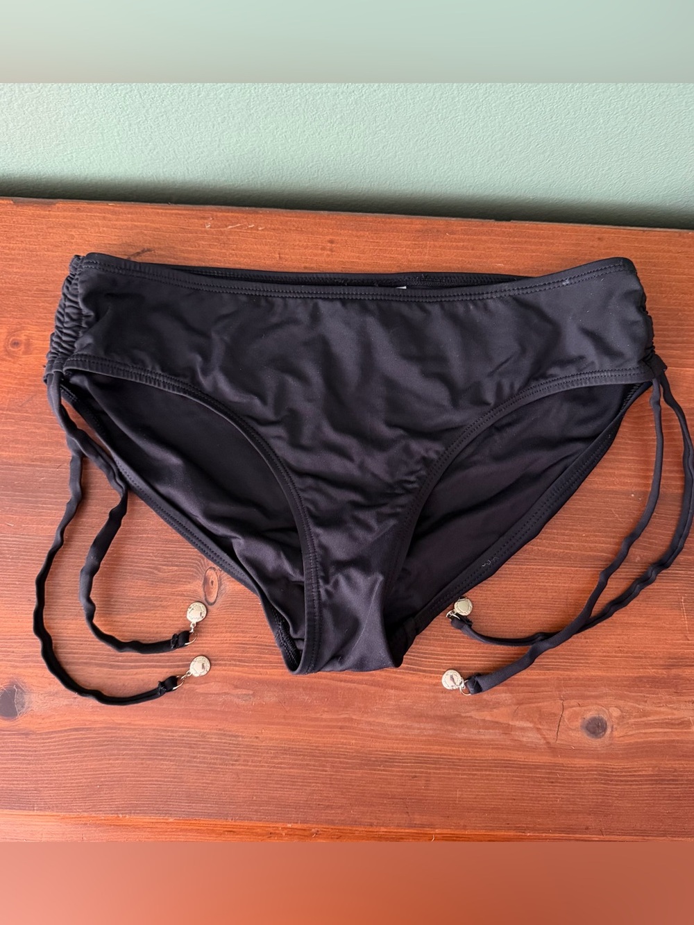 Anne Cole Black Bikini  Women's Side-Tie Swim Bottoms